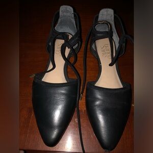 Franco Sarto, black,flat dress shoes, Size 5